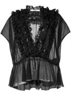 Givenchy Ruffle Placket Semi-sheer Blouse - Black