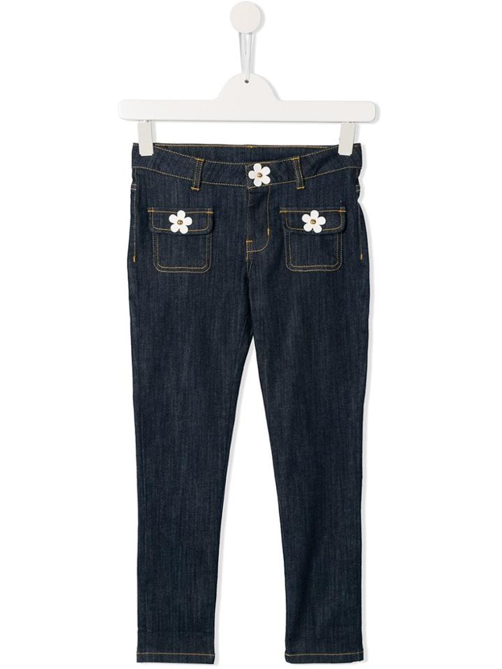 Little Marc Jacobs Flower Denim Jeans - Blue