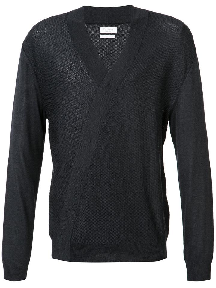Deveaux - Wrap Front Sweater - Men - Silk - 1, Blue, Silk