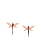 Anapsara Small Ruby Dragonfly Earrings - Metallic