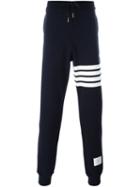 Thom Browne Striped Detail Track Pants, Men's, Size: 3, Blue, Cotton