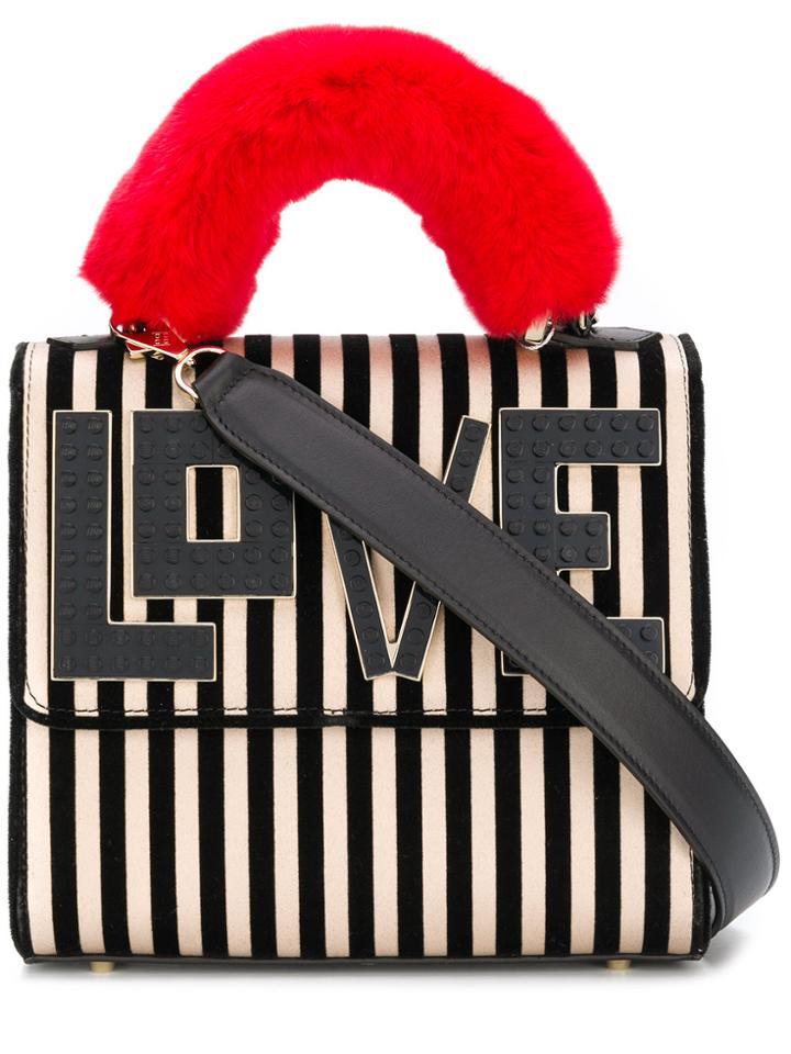 Les Petits Joueurs Striped Flap Tote Bag - Black