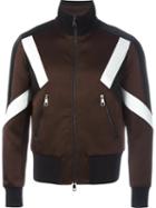 Neil Barrett Colour Block Bomber Jacket, Men's, Size: Small, Brown, Polyamide/acetate/viscose/cotton