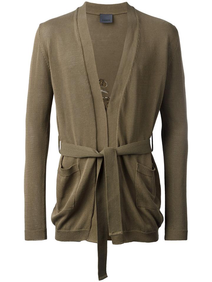 Laneus Belted Cardigan, Men's, Size: 48, Green, Cotton