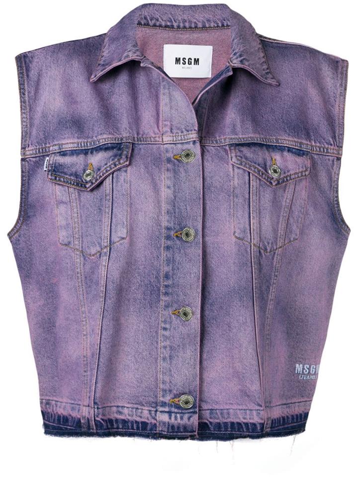 Msgm Sleeveless Denim Jacket - Purple