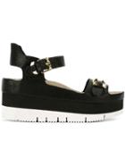 Ash Vera Platform Sandals, Women's, Size: 39, Black, Leather/rubber