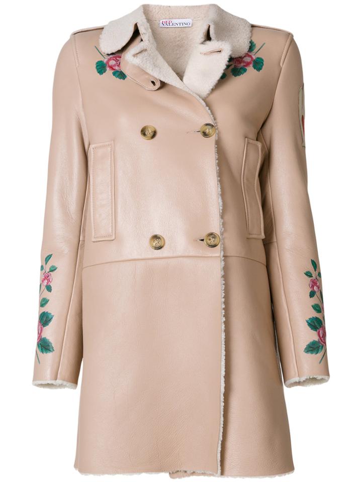 Red Valentino Rose Embroidered Coat - Pink & Purple