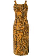 Andrea Marques Printed Straight Dress - Yellow & Orange