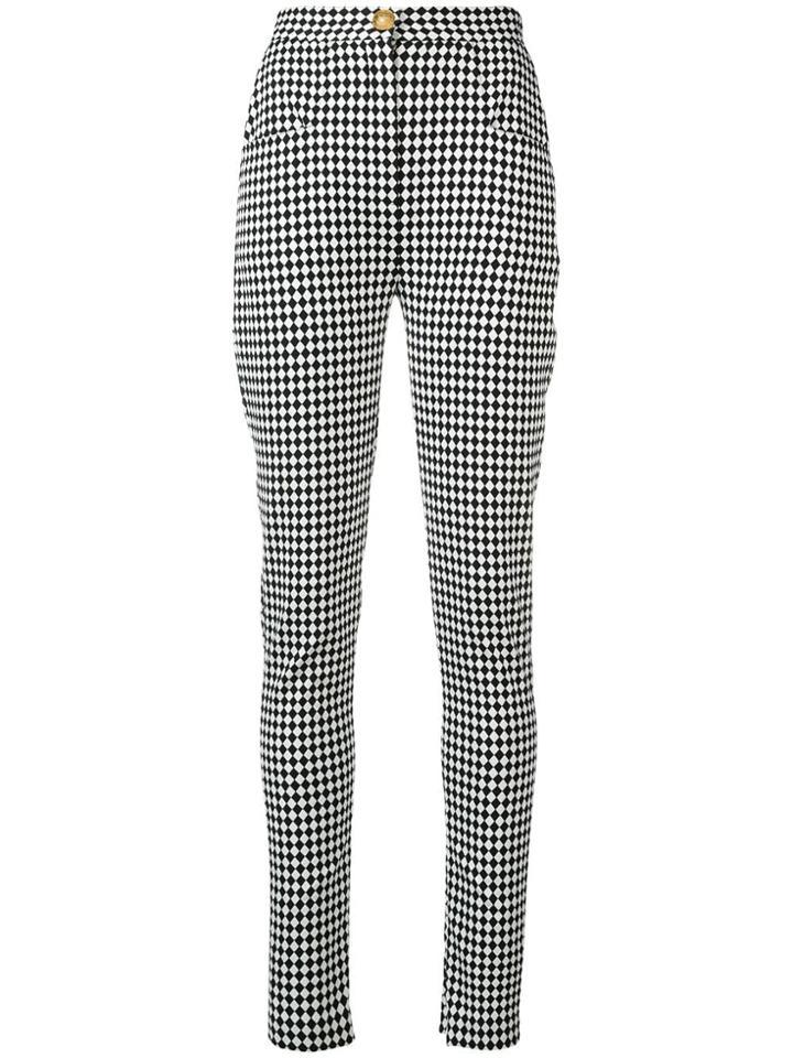 Balmain Check Print Trousers - Black