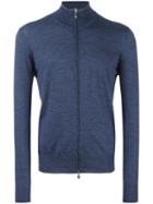 Brunello Cucinelli Zipped Cardigan, Men's, Size: 52, Blue, Wool/cashmere