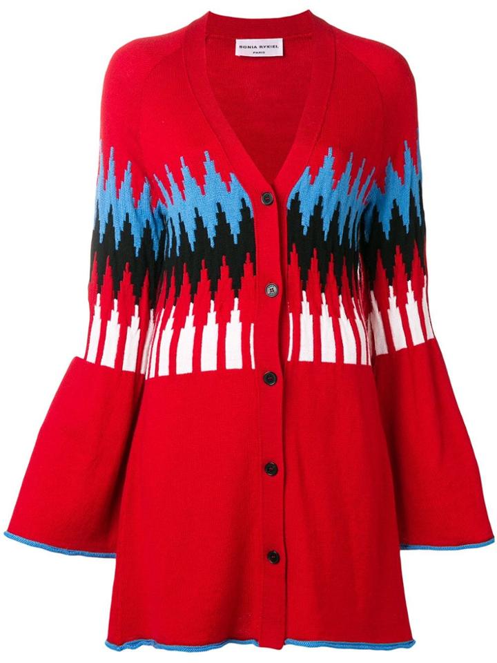 Sonia Rykiel V-neck Button Cardigan - Red