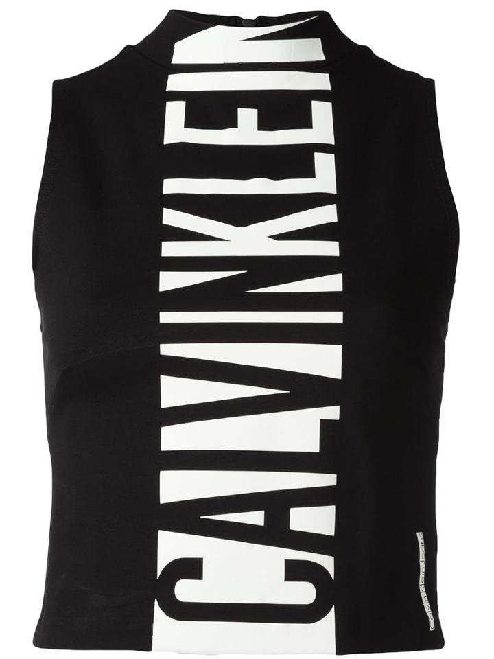 Calvin Klein Jeans Logo Print Tank Top, Women's, Size: Large, Black, Viscose/polyamide/spandex/elastane