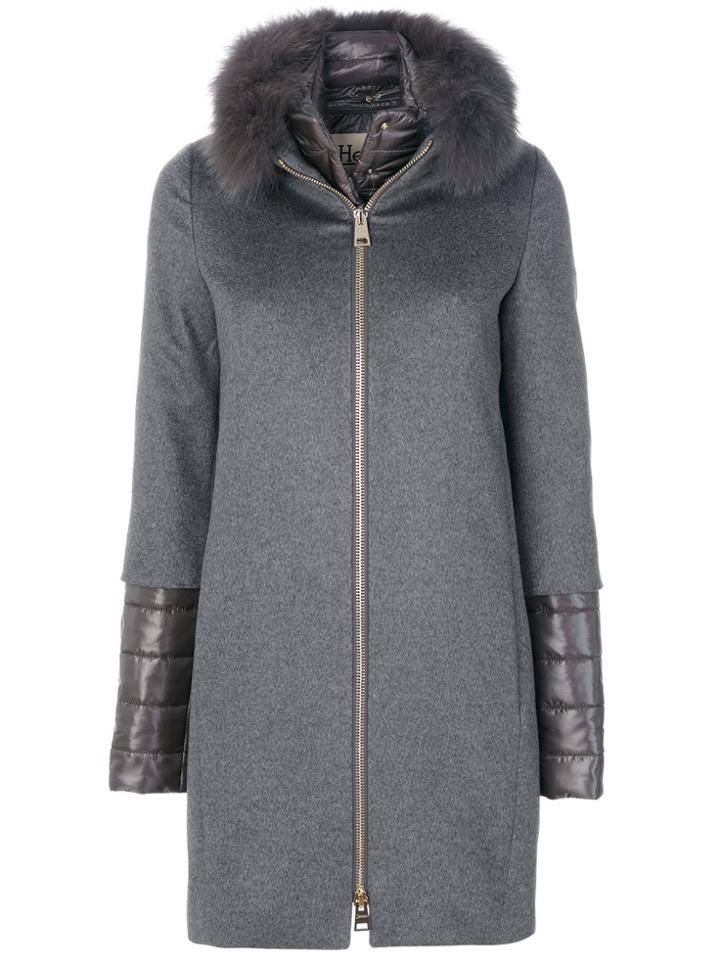 Herno Padded Layered Coat - Grey