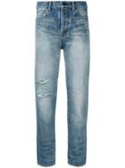 Saint Laurent High-waist Distressed Jeans - Blue