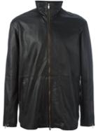 Diesel Black Gold Zipped Leather Jacket, Men's, Size: 48, Calf Leather/polyester