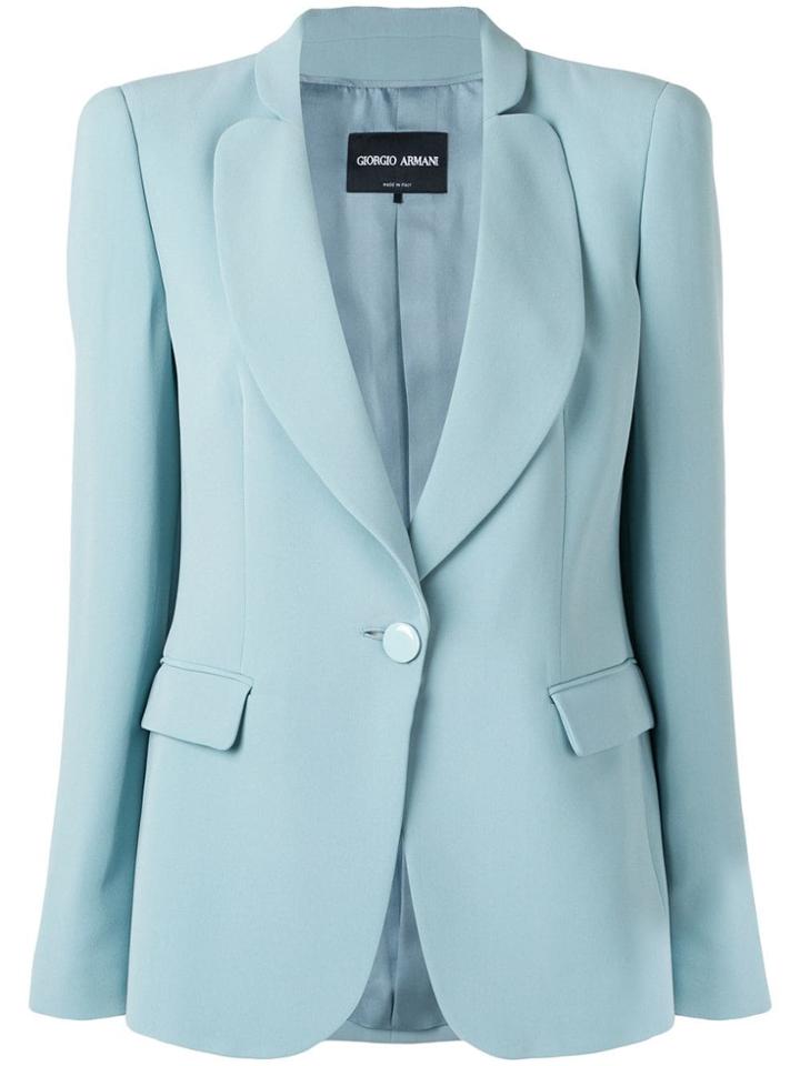 Giorgio Armani One-button Fitted Silk Blazer - Blue
