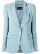 Giorgio Armani One-button Fitted Silk Blazer - Blue