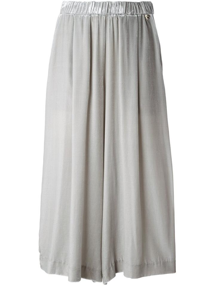 Twin-set Pleated Cropped Trousers, Women's, Size: Medium, Grey, Silk/viscose