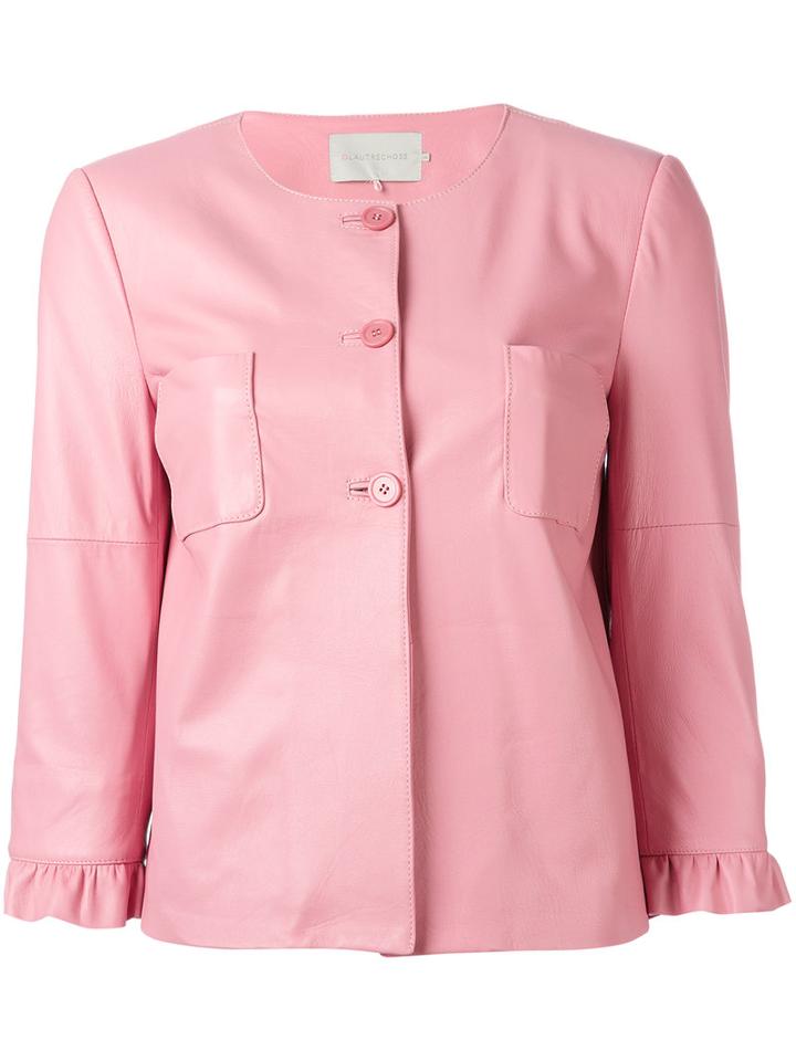 L'autre Chose Three-quarter Sleeve Jacket, Women's, Size: 40, Pink/purple, Calf Leather/nylon
