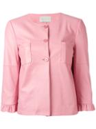 L'autre Chose Three-quarter Sleeve Jacket, Women's, Size: 40, Pink/purple, Calf Leather/nylon
