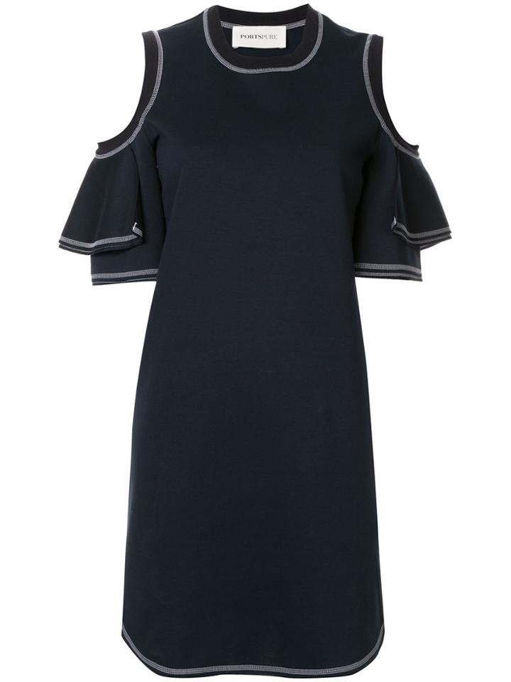 Portspure Cut-out Shoulder Dress - Blue