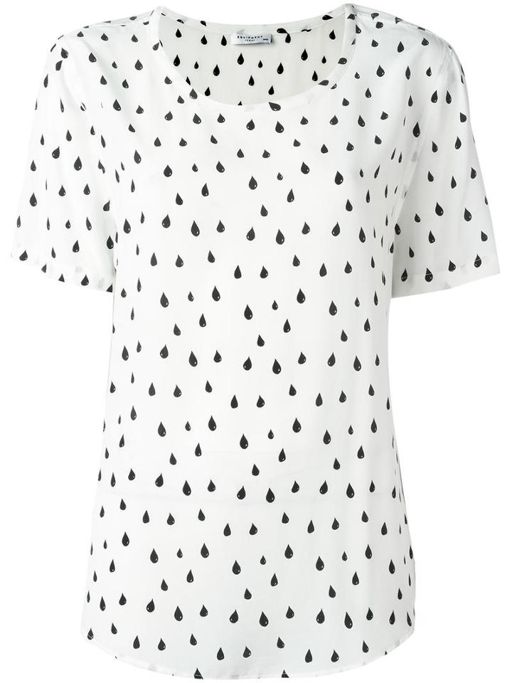 Equipment Drop Print T-shirt, Women's, Size: Small, White, Silk