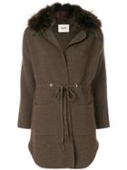 Max & Moi Fur Trimmed Cardi-coat - Brown