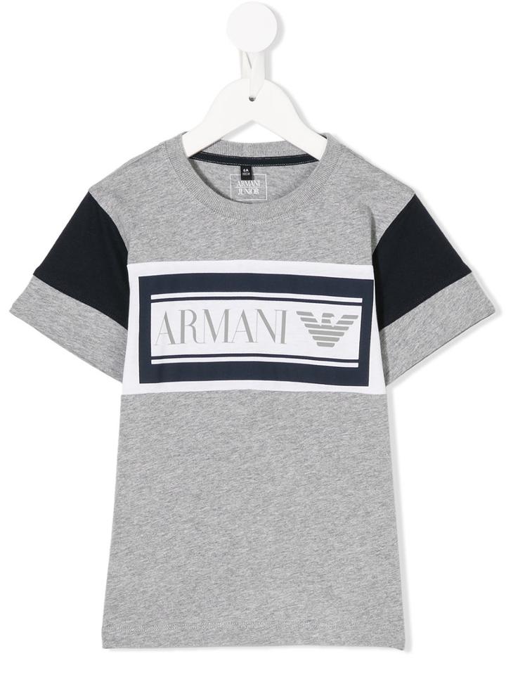 Armani Junior - Colour Block T-shirt - Kids - Cotton - 7 Yrs, Grey