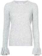 Derek Lam 10 Crosby Crewneck Sweater With Ruffle Sleeves - Grey