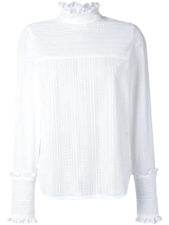 Le Ciel Bleu Frill Lace Blouse, Women's, Size: 36, White, Polyester