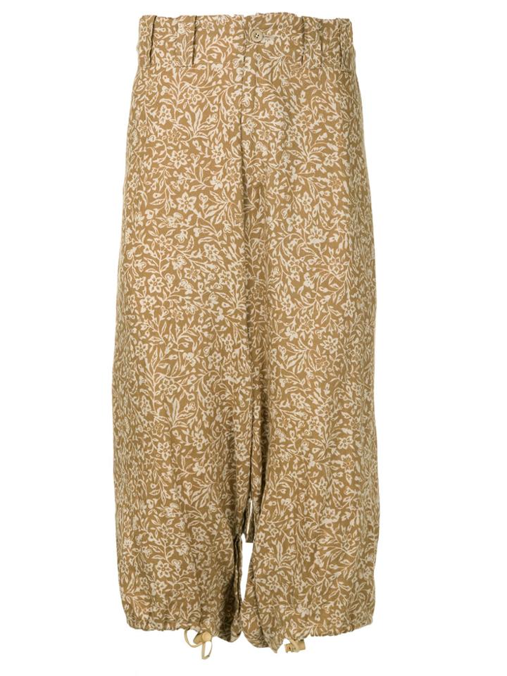 Yohji Yamamoto Vintage Floral Patterned Trousers - Brown