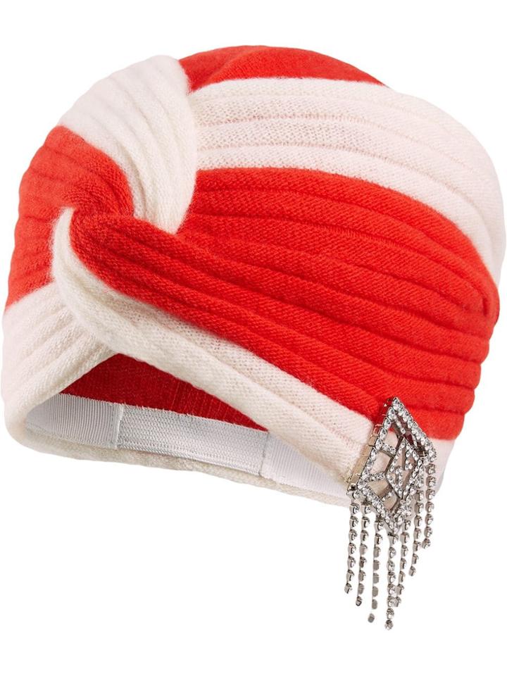 Gucci Wool Headband With Crystal Art Deco Gg - Red