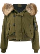 Amiri Fur Hooded Bomber Jacket - Green