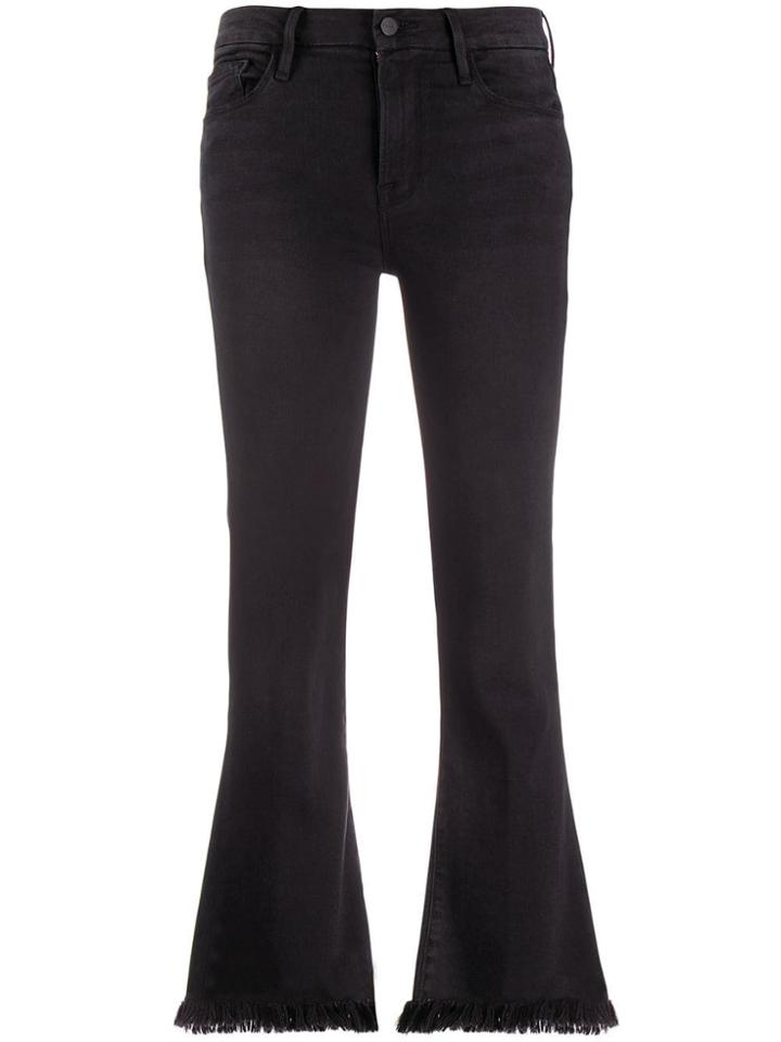 Frame Cropped Flared Jeans - Black