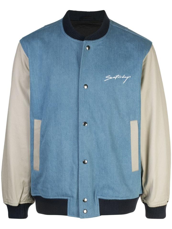 Saturdays Nyc Logo Bomber Jacket - Blue