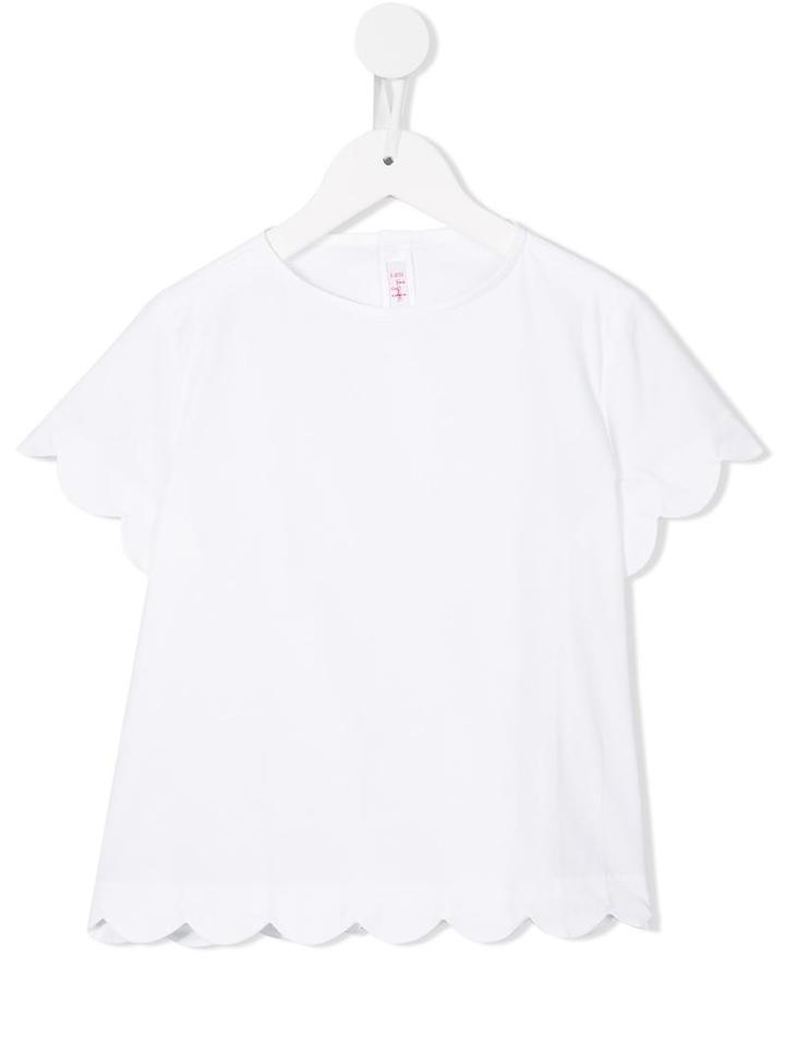 Il Gufo Scalloped Trim Top, Girl's, Size: 12 Yrs, White