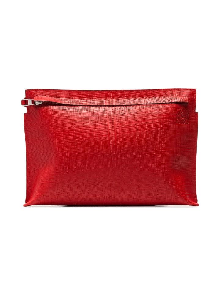 Loewe Devil Red Linen-look Leather Clutch Bag
