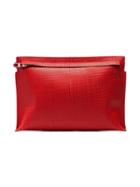 Loewe Devil Red Linen-look Leather Clutch Bag