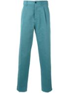Mp Massimo Piombo - Front Pleat Chinos - Men - Cotton/linen/flax - 48, Blue, Cotton/linen/flax