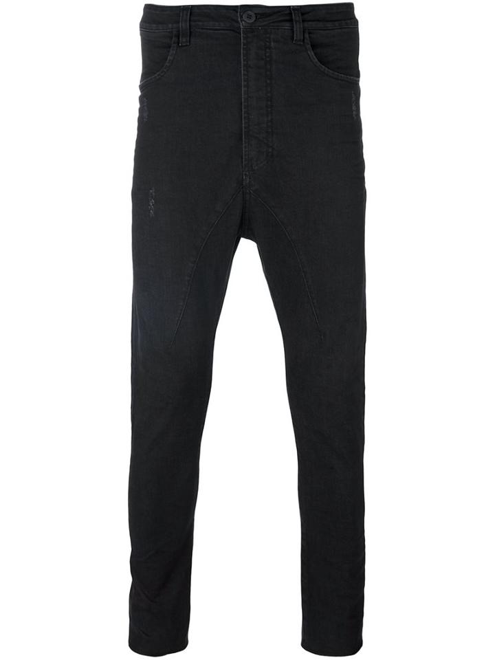 Poème Bohémien Drop Crotch Slim Jeans, Men's, Size: 48, Black, Cotton/spandex/elastane