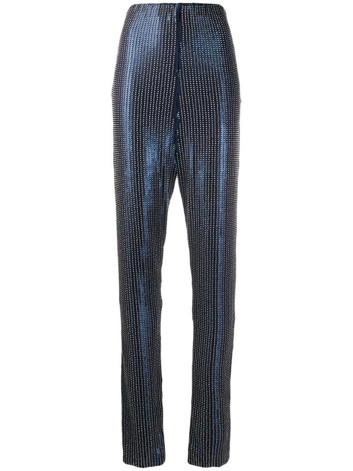 Palomo Spain Sequin Embellished Straight-leg Trousers - Blue
