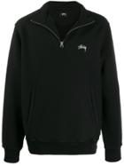 Stussy Embroidered Logo Zip-up Sweatshirt - Black