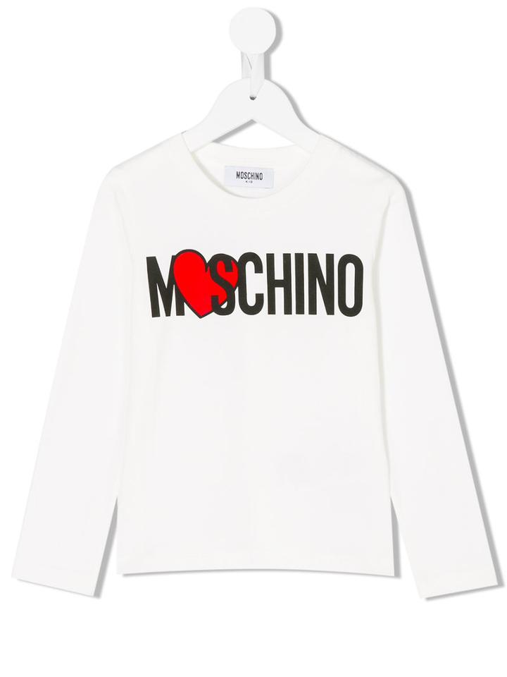 Moschino Kids - Heart Logo Print Sweatshirt - Kids - Cotton/spandex/elastane - 8 Yrs, White