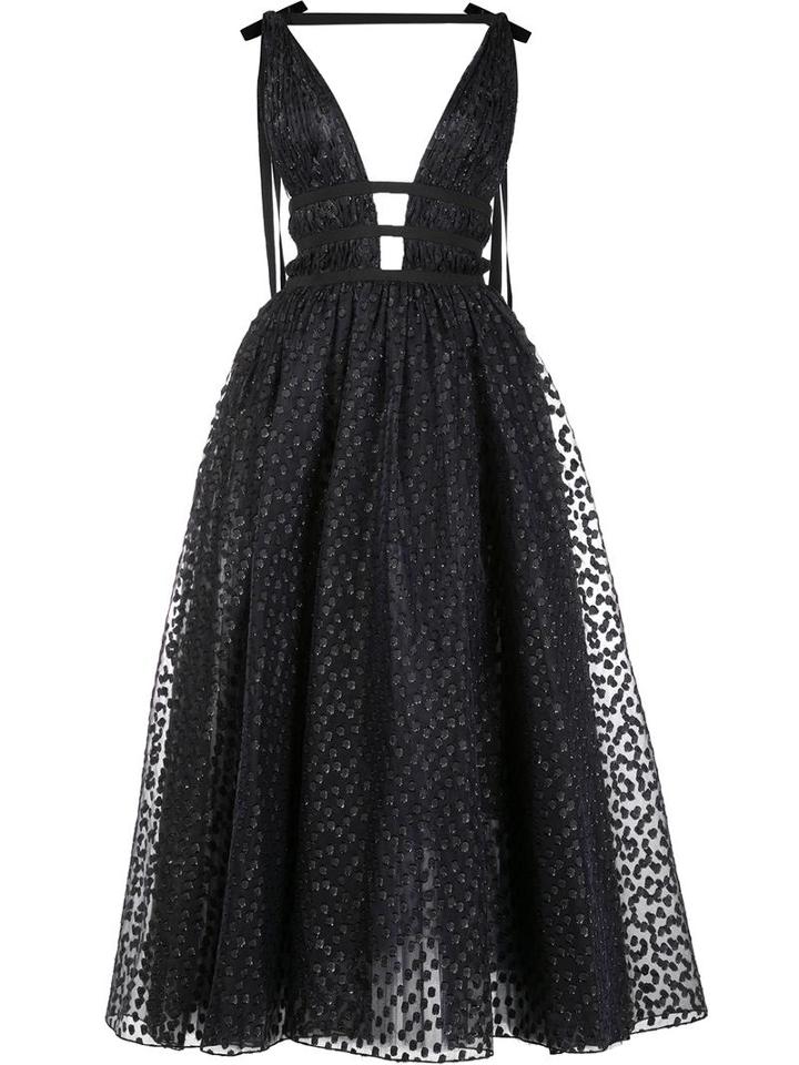 Carolina Herrera Sequinned Flared Maxi Dress, Women's, Size: 6, Black, Silk/polyester