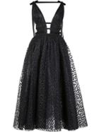 Carolina Herrera Sequinned Flared Maxi Dress, Women's, Size: 6, Black, Silk/polyester
