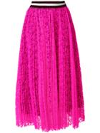 Msgm Pleated Lace Skirt - Pink & Purple