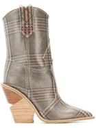 Fendi Check Pattern Ankle Boots - Brown