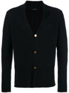 Roberto Collina V-neck Cardigan, Men's, Size: 48, Blue, Cotton/linen/flax/polyamide/viscose