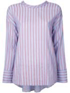 Cityshop - Tie Back Stripe Shirt - Women - Cotton - One Size, Blue, Cotton