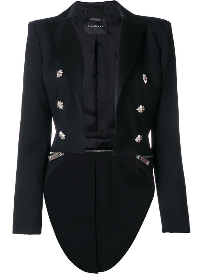 John Richmond Double Breasted Long Back Jacket - Black